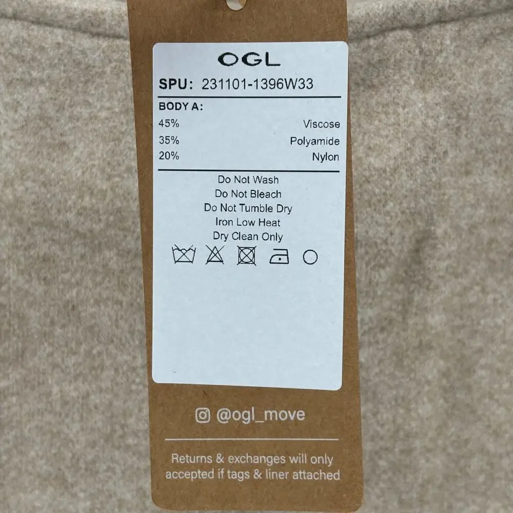OGL Move Fuzz Luxe Wool-like Flared Midi Skirt Heather Oatmeal XL Light Academia